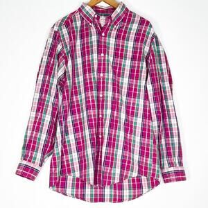 Brooks Brothers Washed Cotton Plaid Button-up Shirt Purple Green